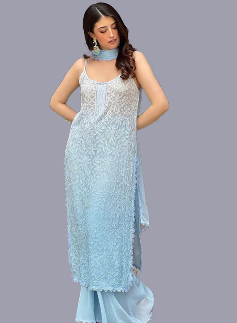 best stylish chikankari kurta set designs for women3