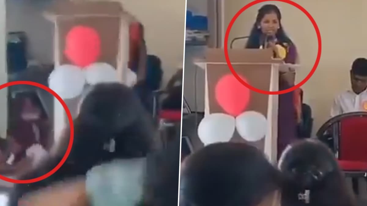 maharashtra woman gets heart attack while giving speech in college dies video viral2