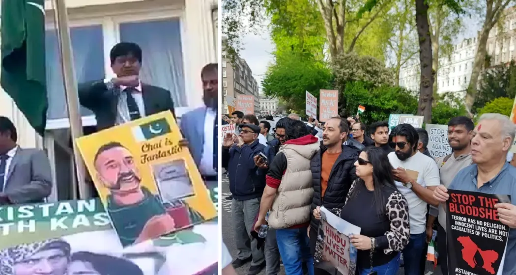 shameful act of pakistani diplomat in london gestured to slit the throat of indian protesters1